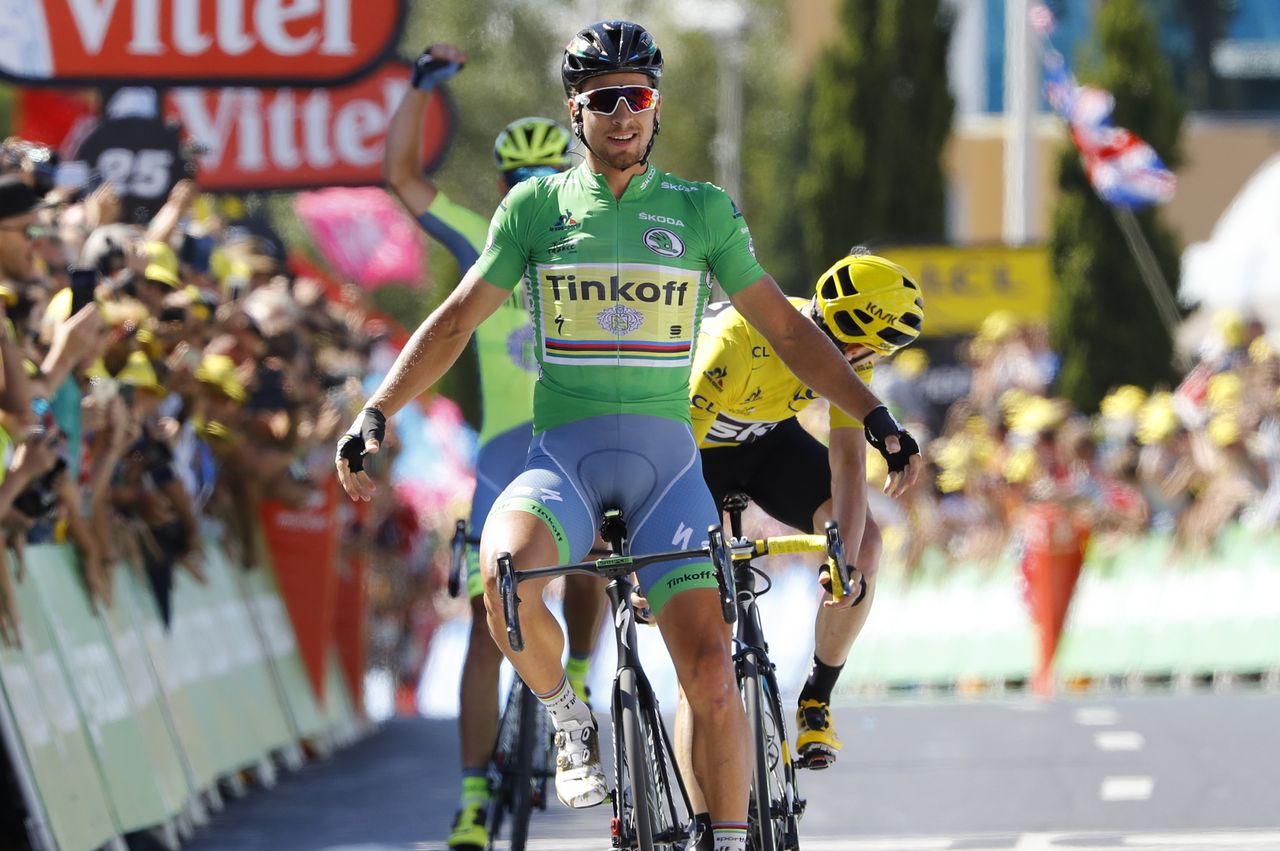 Peter Sagan (Tinkoff) celebrates another stage win