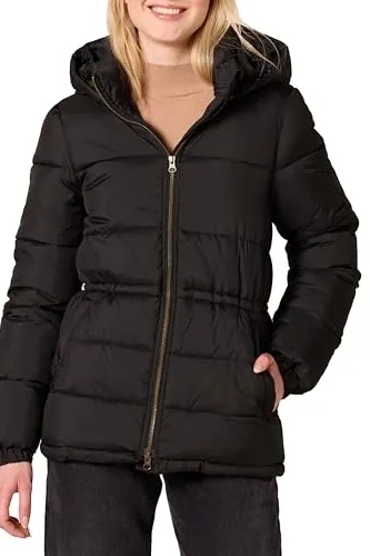 Amazon Essentials, Women&#039;s Heavyweight Quilted Hooded Puffer Winter Jacket With Adjustable Waist (Was $44) 