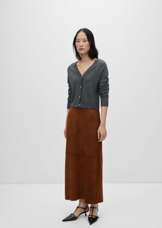 100% Suede Skirt With Slit 