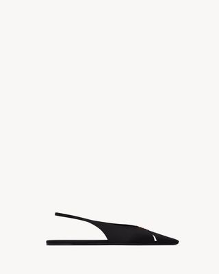 Women's Babylone Slingback Flats in Satin Crepe in Black