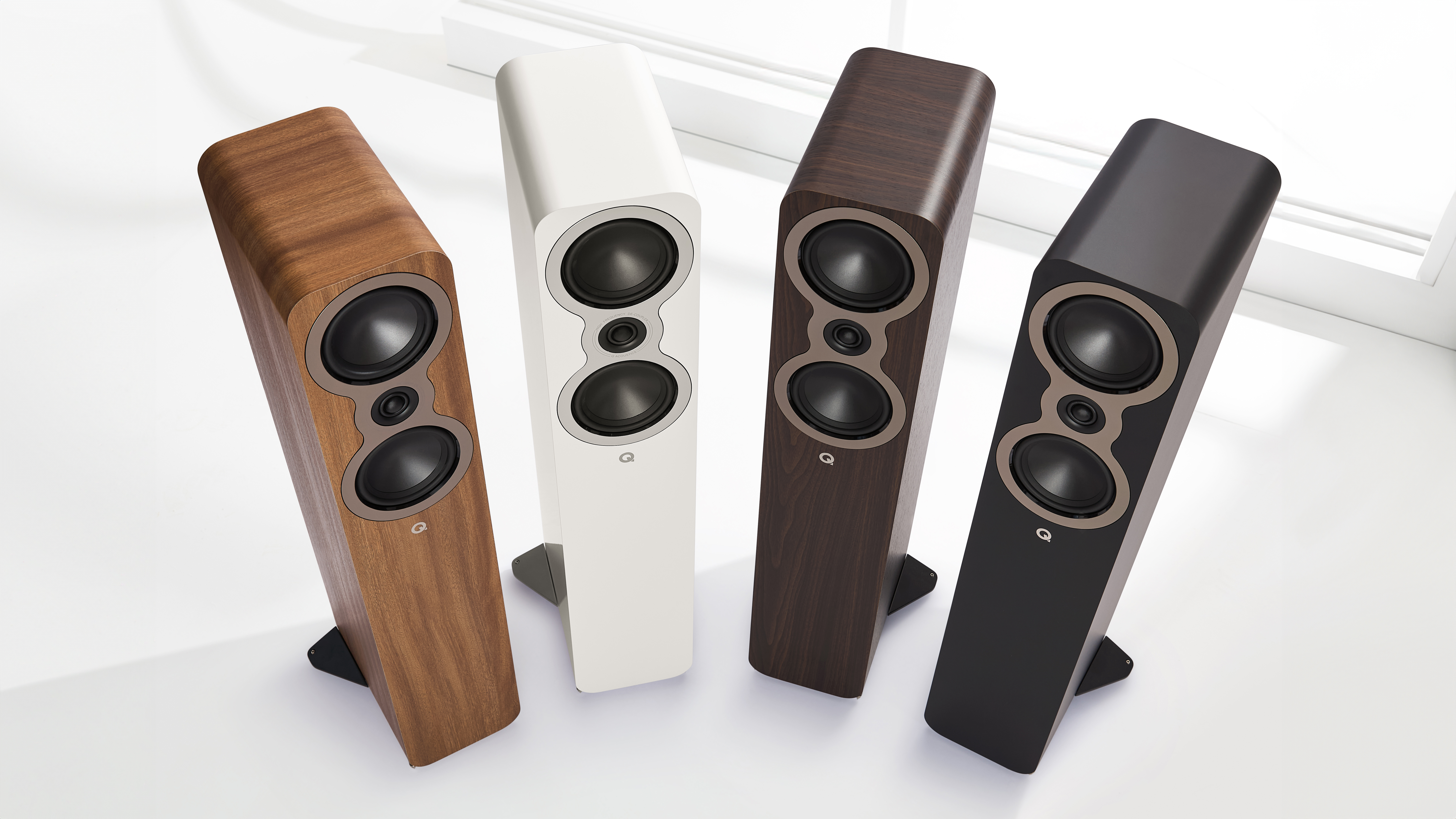 Q Acoustics 3040c floorstanding speakers in four finishes