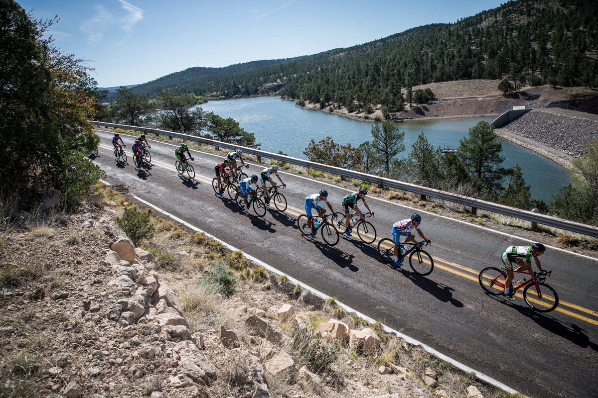 The men pass Lake Roberts
