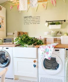 room with washing machine