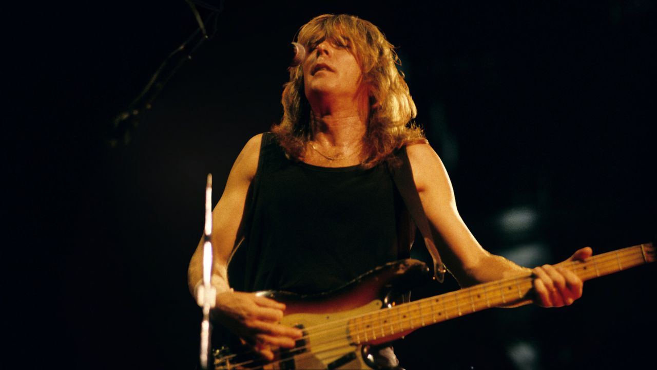 Cliff Williams, of the group AC/DC, performs at the Nassau Coliseum, Uniondale, New York, September 20, 1986.