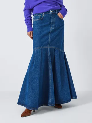 John Lewis X A.w.a.k.e. Mode Denim Skirt, Mid Blue Wash