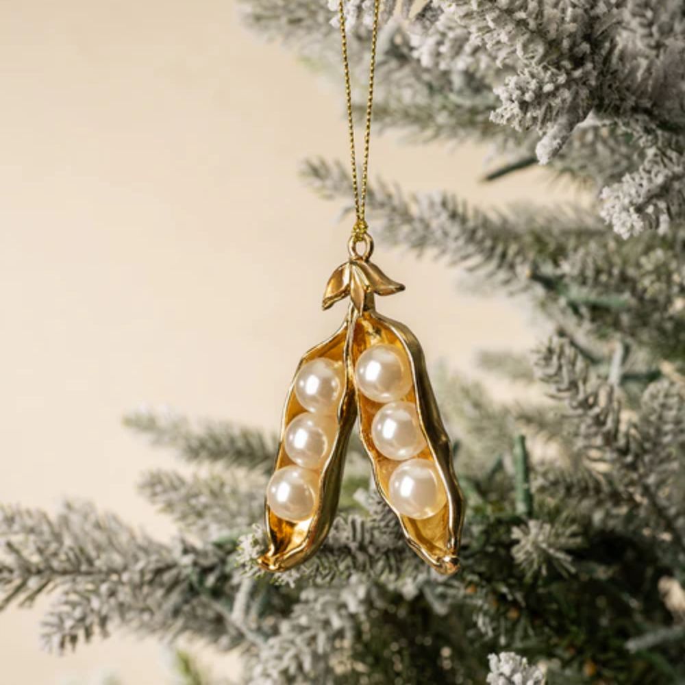 Faux Pearl Pea Pod Ornament
