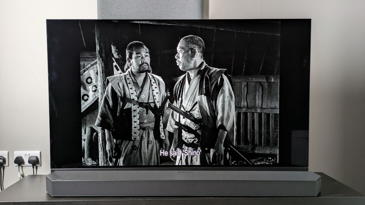 Seven Samurai with two samurai on screen on Panasonic MZ1500 OLED