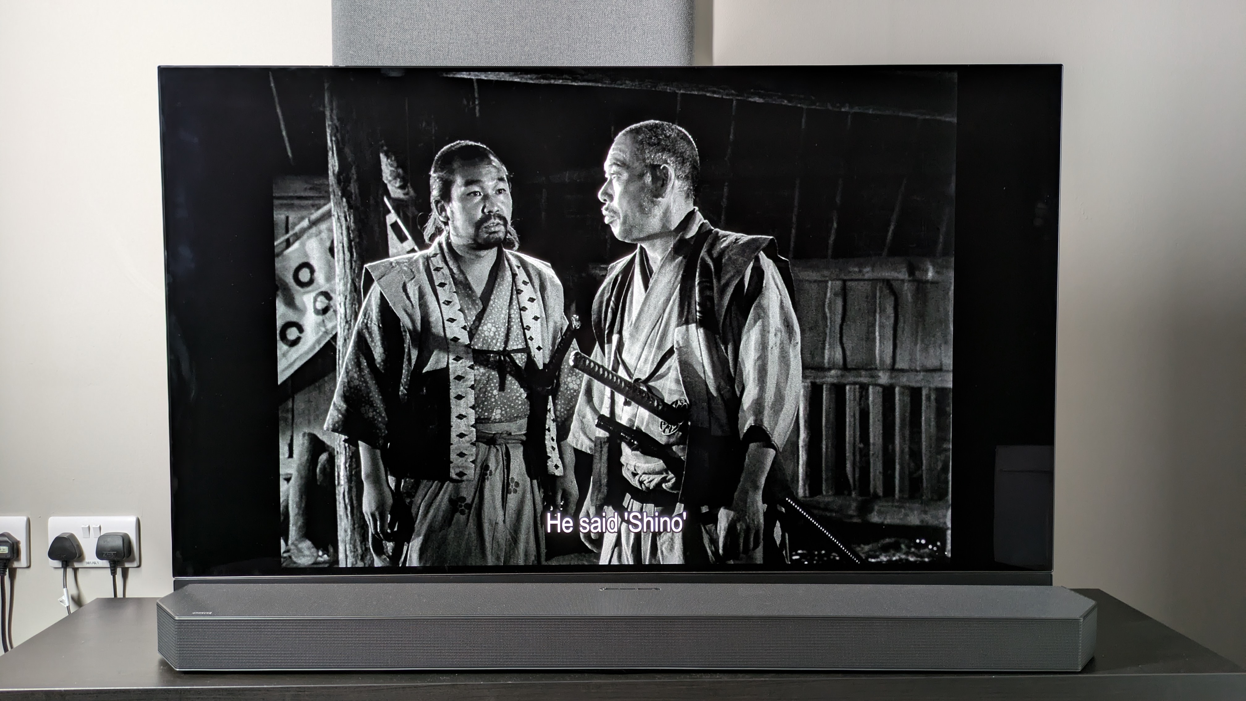 Seven Samurai with two samurai on screen on Panasonic MZ1500 OLED 