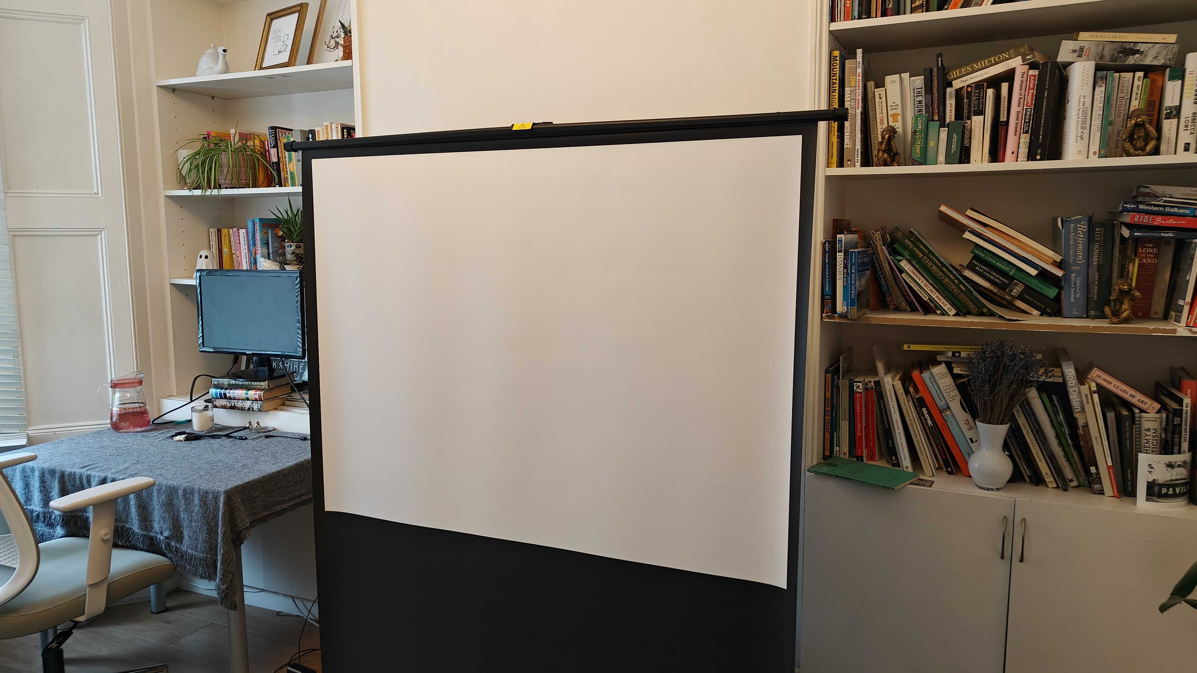 projector screen in living room