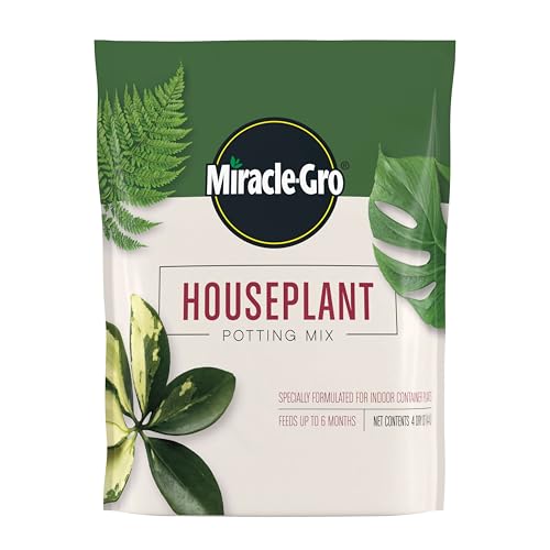Miracle-Gro Houseplant Potting Mix: Fertilized, Perlite Soil for Indoor Gardening, Designed to Be Less Prone to Gnats, 4 Qt.