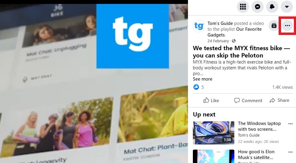 How to download Facebook videos on desktop - click three dot button