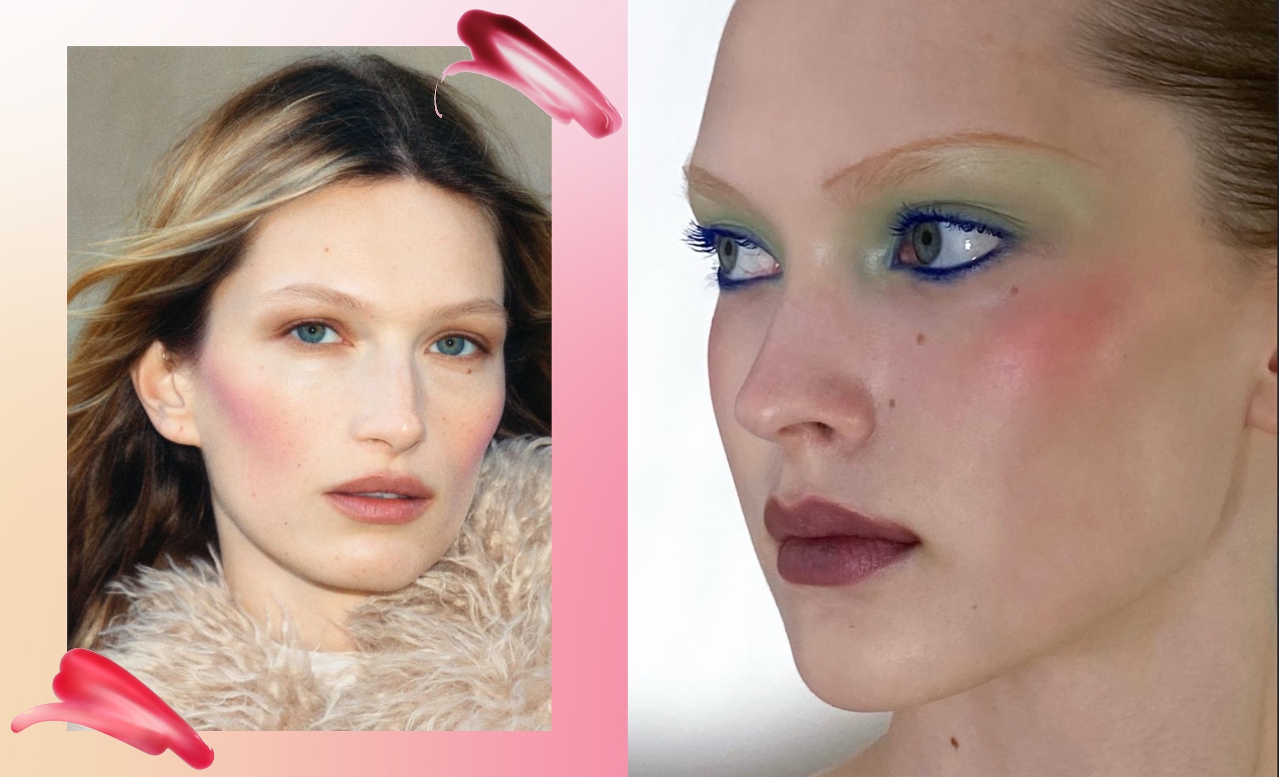 Water-splashed blush collage.