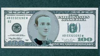 Mark Zuckerberg's digital face on a digital dollar