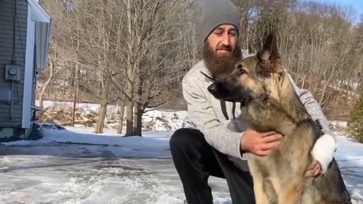 Tinsley the dog pictured with her owner