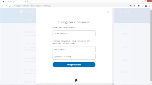 PayPal password