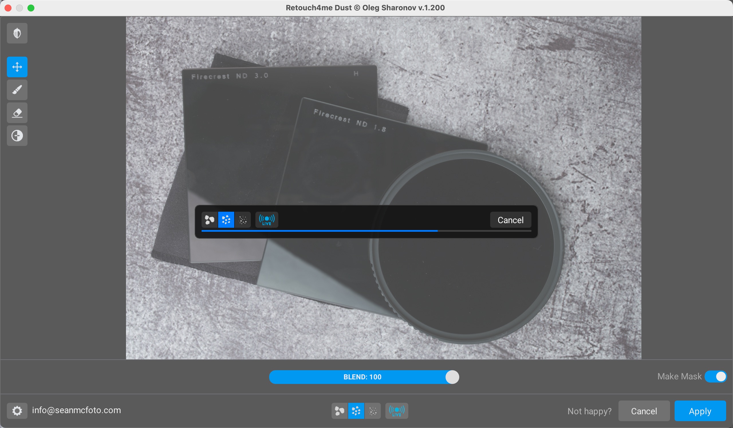 Retouch4me Dust software in use