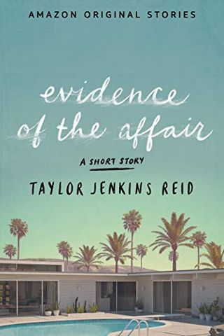 'Evidence of the Affair' book cover with a modern looking california home and pool with palm trees