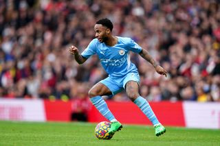 Manchester City’s Raheem Sterling during the Premier League match at the Emirates Stadium, London. Picture date: Saturday January 1, 2022