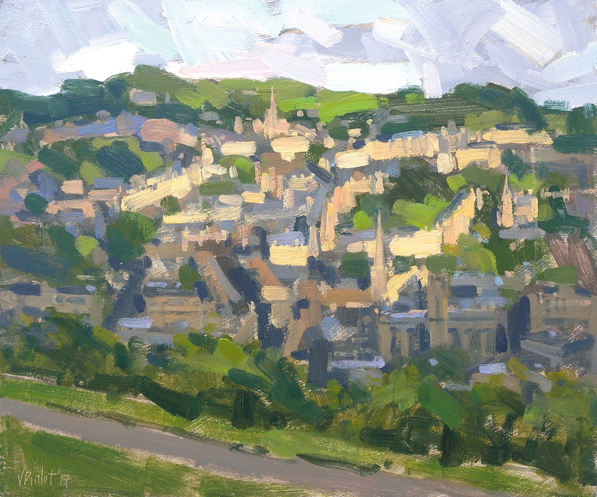 Oil painting of Bath city skyline