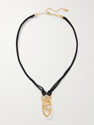 Vlogo Gold-Tone and Knotted Cord Necklace