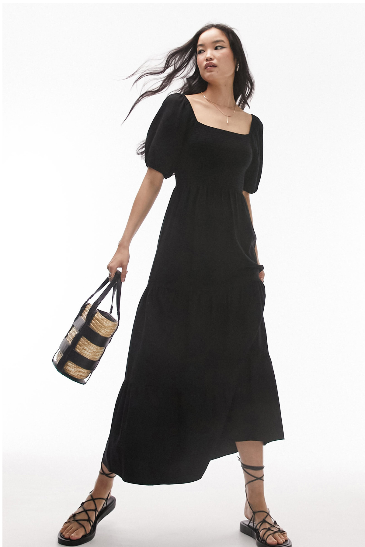 Topshop Strappy Back Ruffle Hem Maxi Dress
