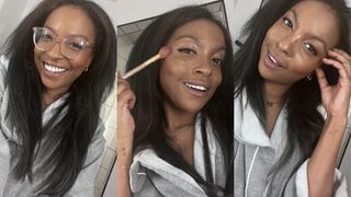 Amanda Mitchell tries Fenty Beauty's Liquid Killawatt Fluid Freestyle Highlighter in Hu$tla Baby 2.0