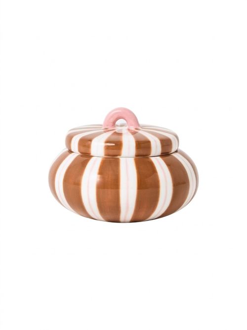Brown Stripe Ceramic Trinket Pot 
