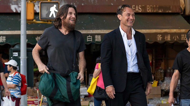 Jason Bateman and Jude Law smiling in Black Rabbit