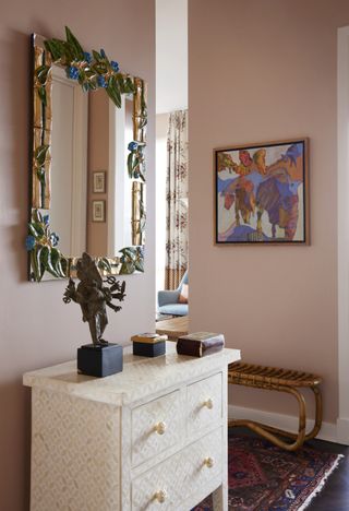 A pale pink entryway