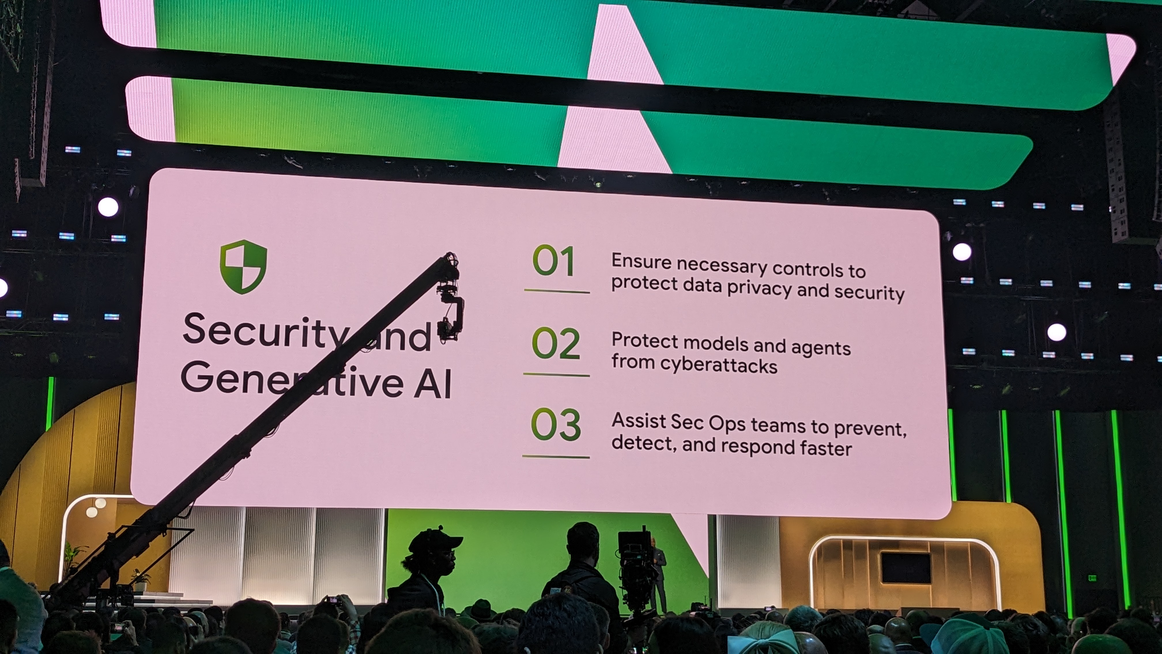 A slide on the security features of Google Cloud's generative AI platform at Google Cloud Next 2024.