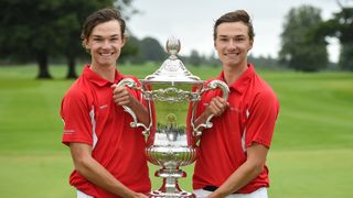 Nicolai and Rasmus Hojgaard with the Eisenhower Trophy