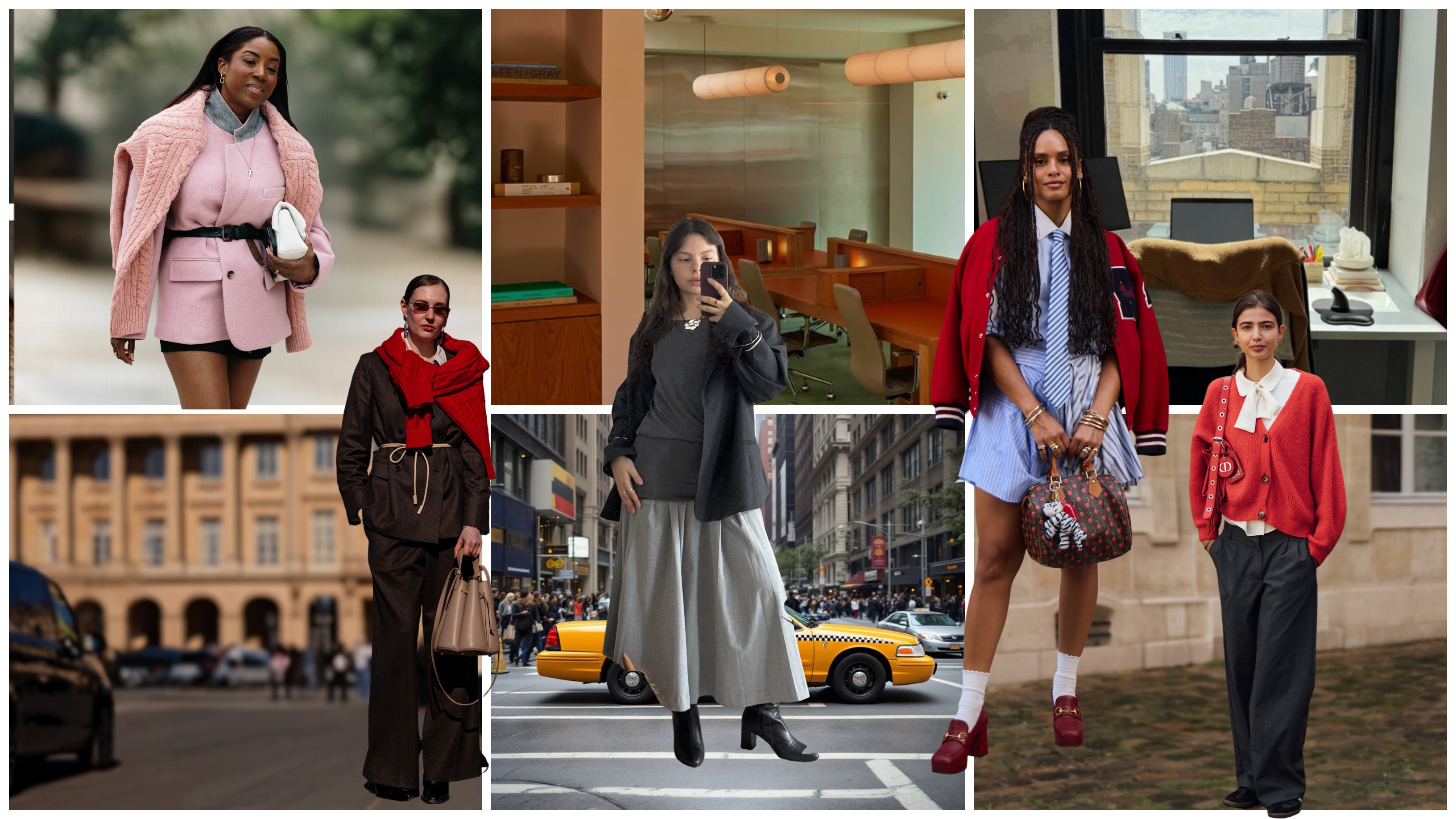 collage of women wearing sweaters as part of professional outfits
