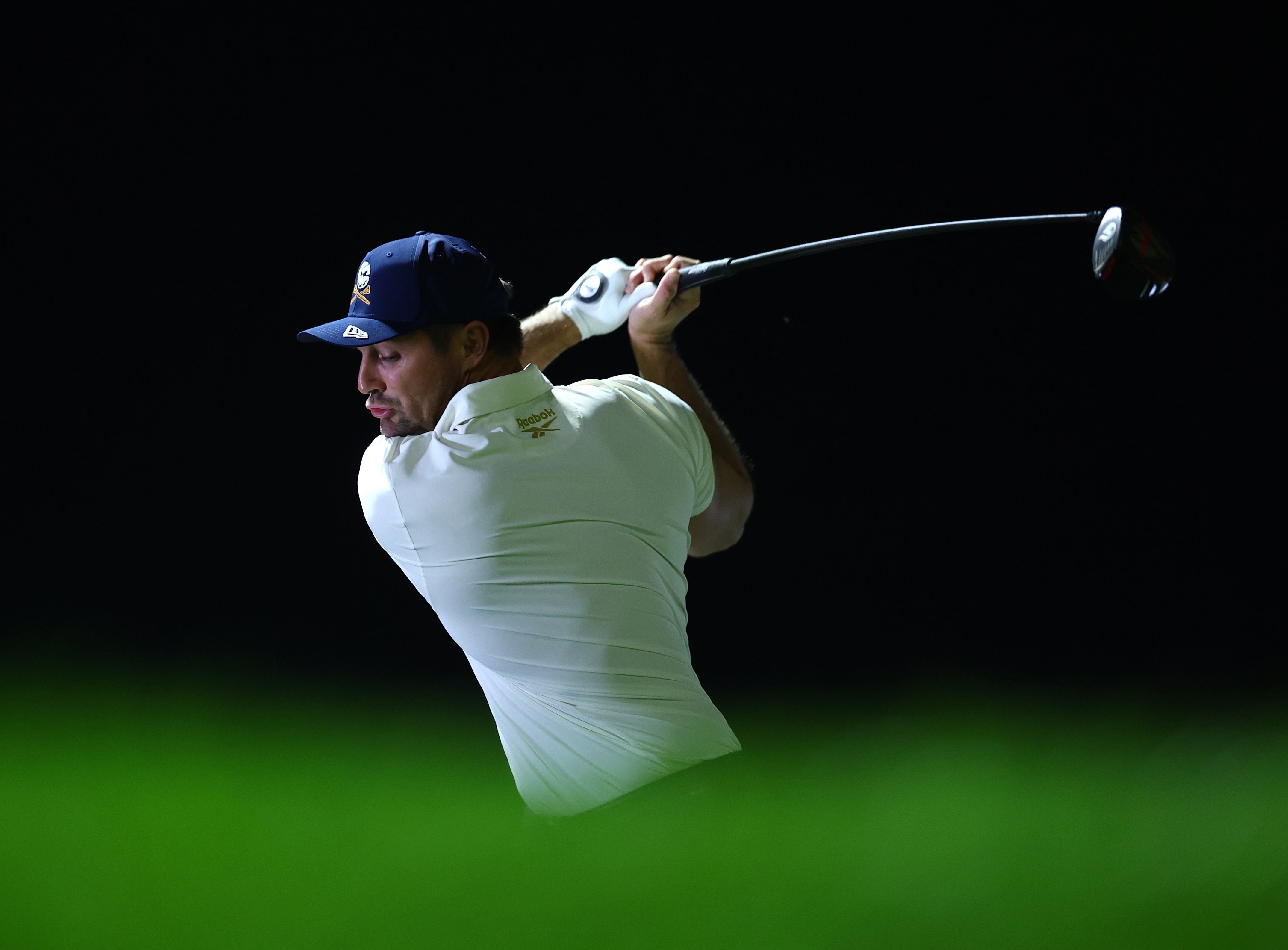 Bryson DeChambeau hits a driver off the tee