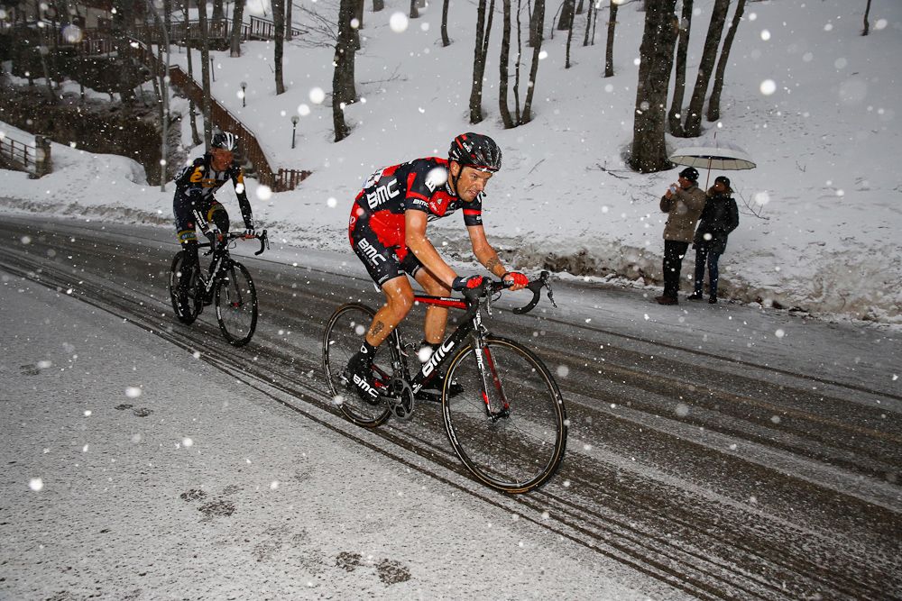 A BMC rider climbs to Terminillo.