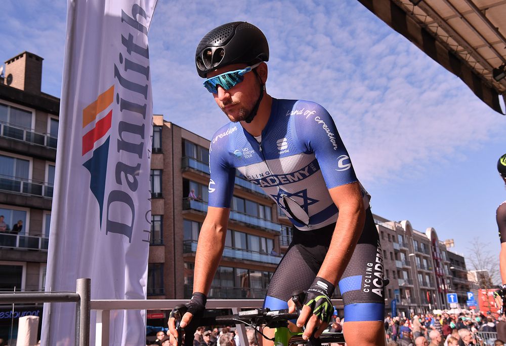 Israeli champion Guy Sagiv (Cycling Academy) readies for the start of Nokere Koerse