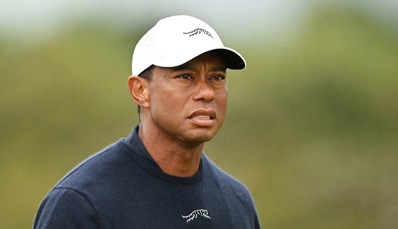 Tiger Woods stares on into the distance