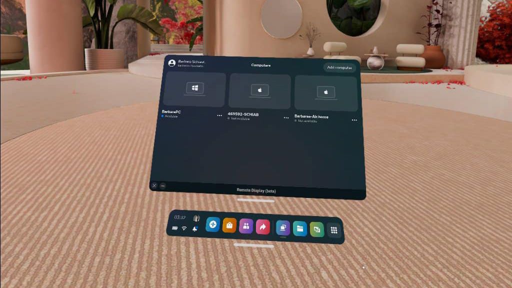 Remote Desktop beta on the Meta Quest Pro
