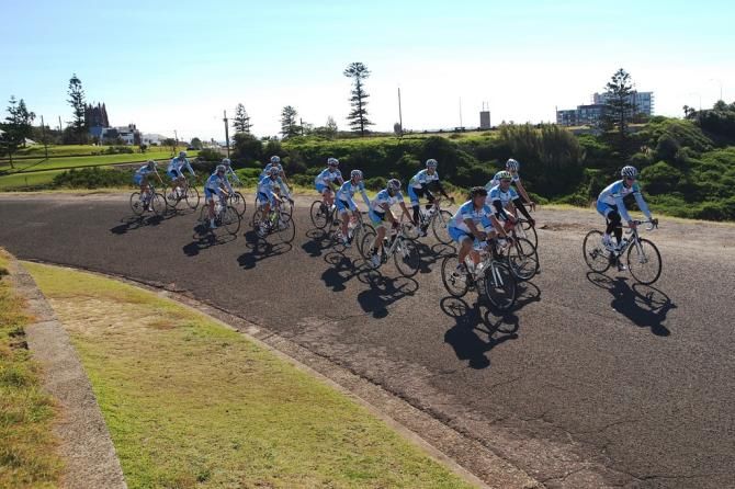 Team sponsors ride in their homebase of Newcaslte