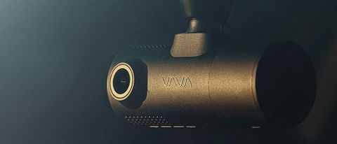 The Vava 2K Dual Dash Cam inside a windshield