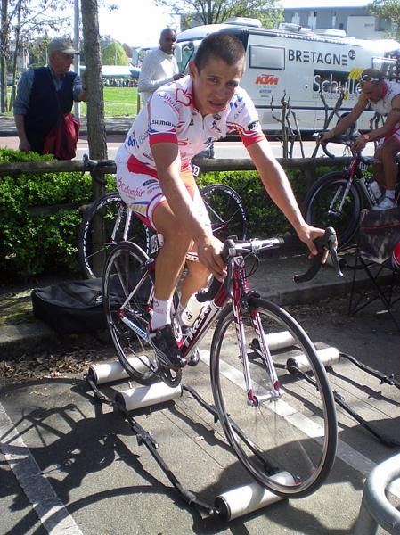 Colombia's Johan Esteban Chavez has some retro rollers for warmup