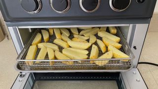 toaster oven with fries inside