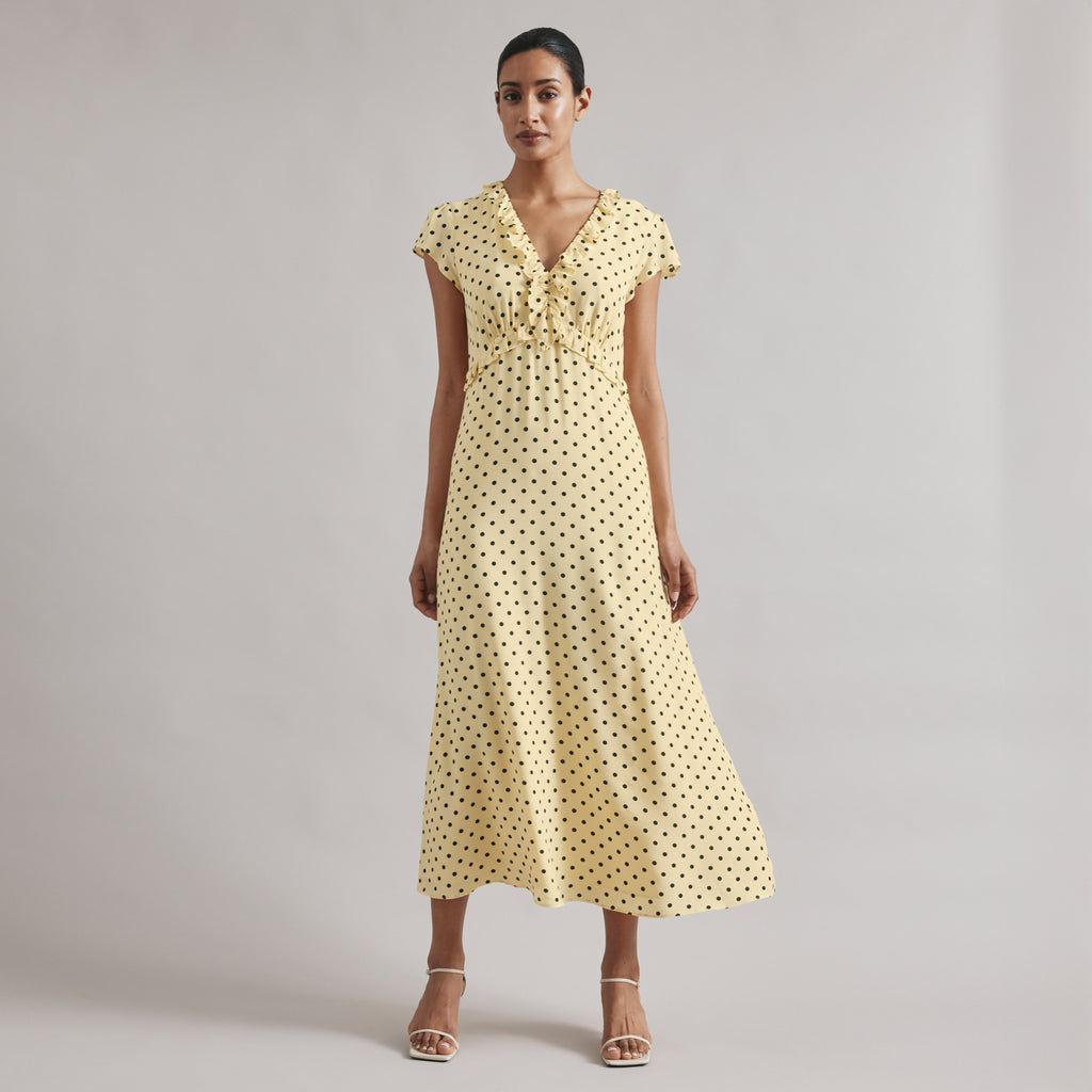 Yellow Spot Midi Dress
