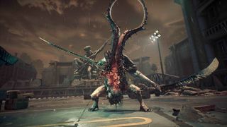 A promotional screenshot of Stellar Blade on PS5