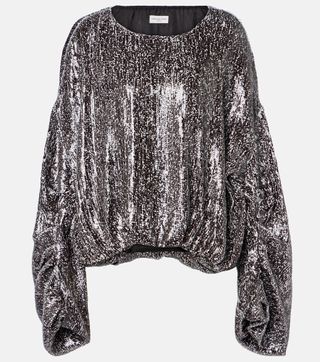 Sequined Gathered Blouse