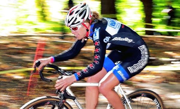 Anna Milkowski (Bikereg.com) streaking through the woods.