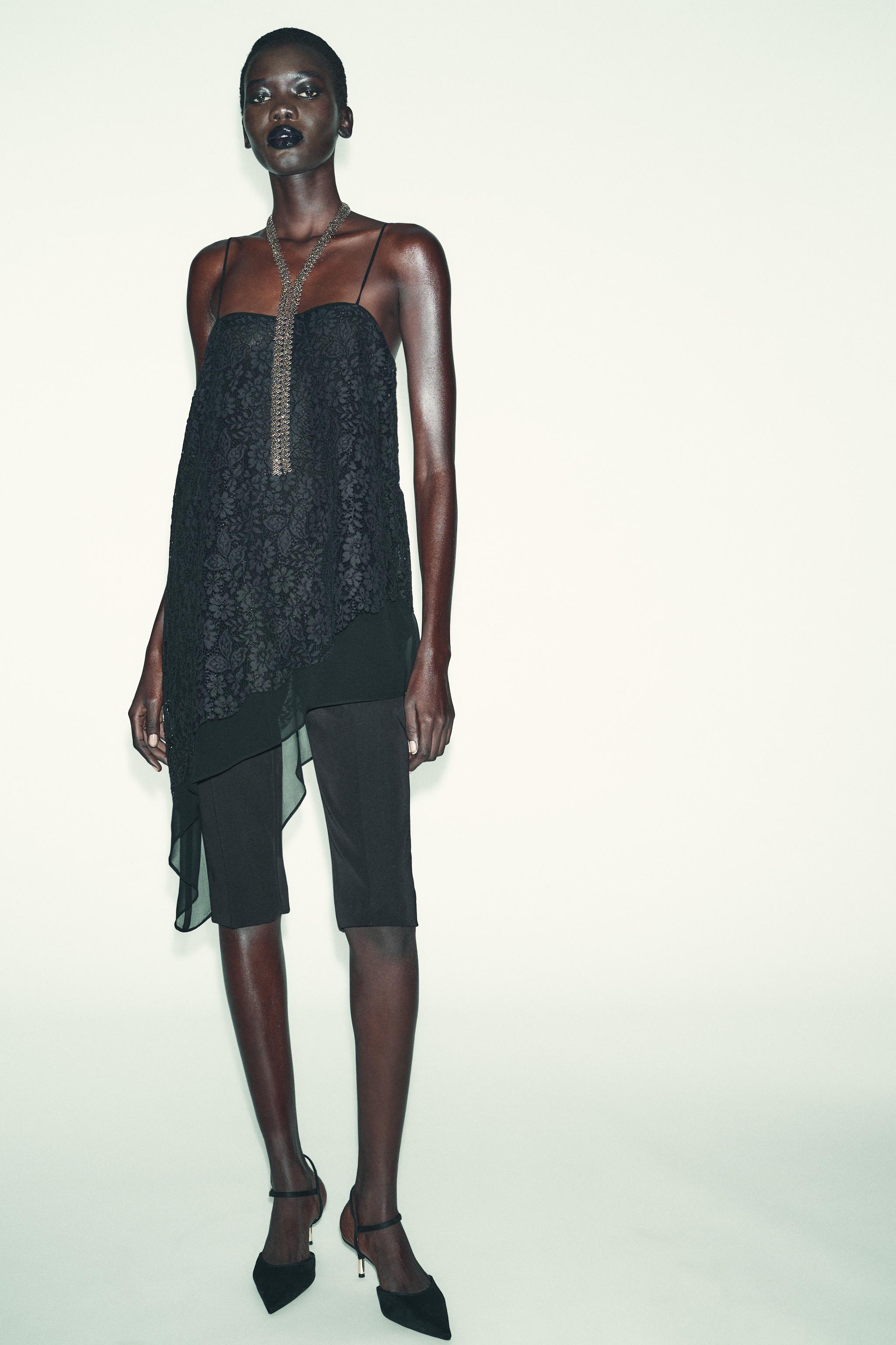 Asymmetric Lace Long Top