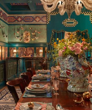 dining room with maximalist design