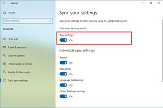 Sync your settings on Windows 10