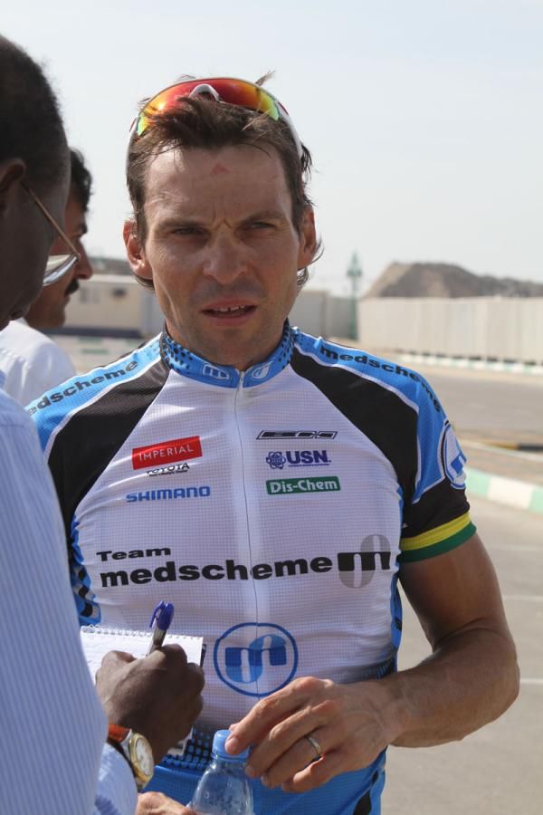 Malcolm Lange is interviewed after his win
