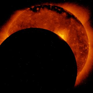The solar eclipse of Aug. 21, 2017, as seen by the Hinode satellite.